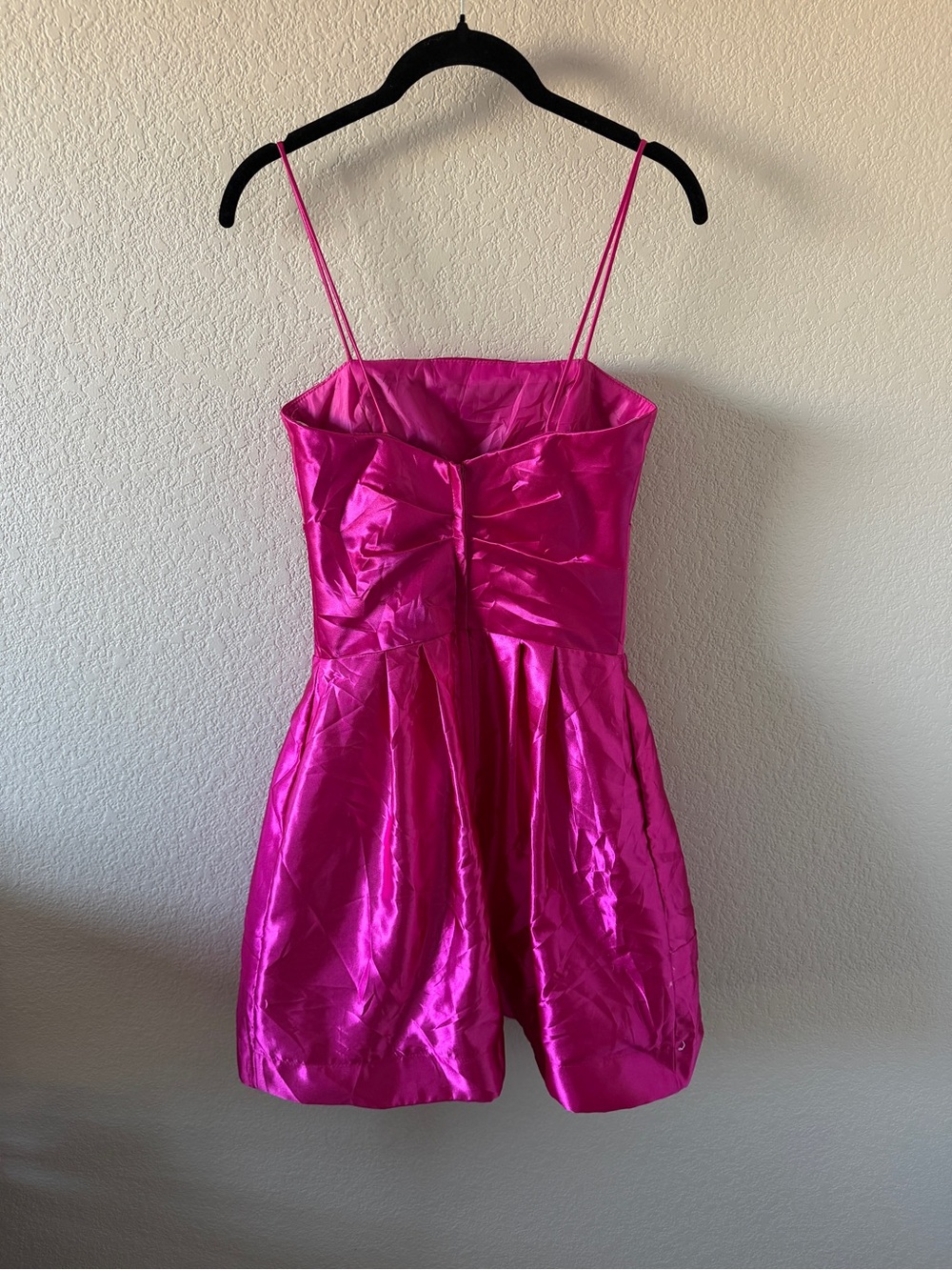 Vintage Jessica McClintock for Gunne Sax Hot Pink Satin Mini Party Dress Size 3 - Picture 3 of 5
